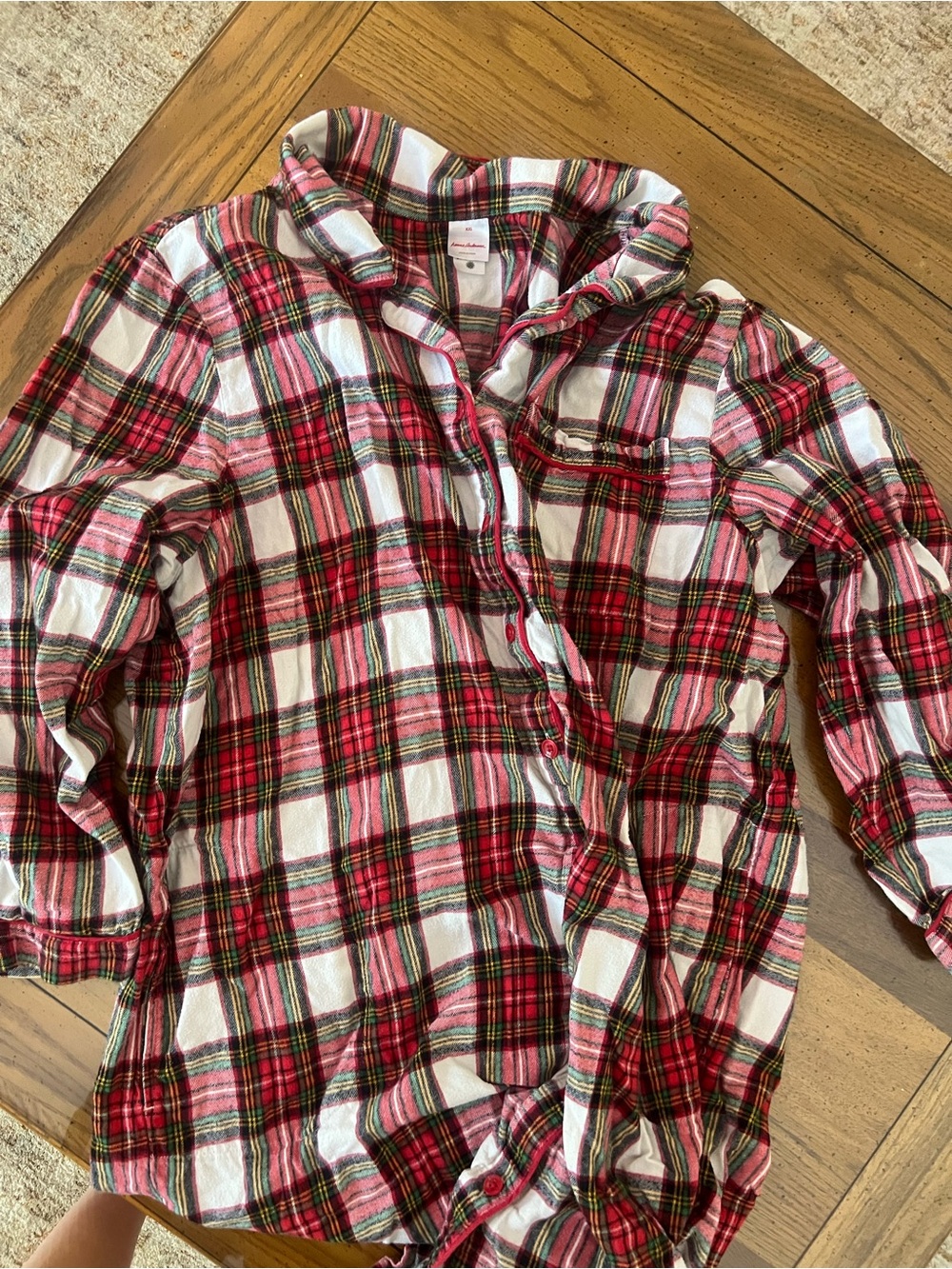 Hanna Andersson Red White Green Plaid Button-Down Shirt